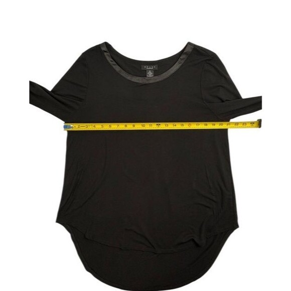 Grace Perfect Fit Black Knit Tunic Top Satin Trim Modern Chic Stretch Career XL - Picture 8 of 14